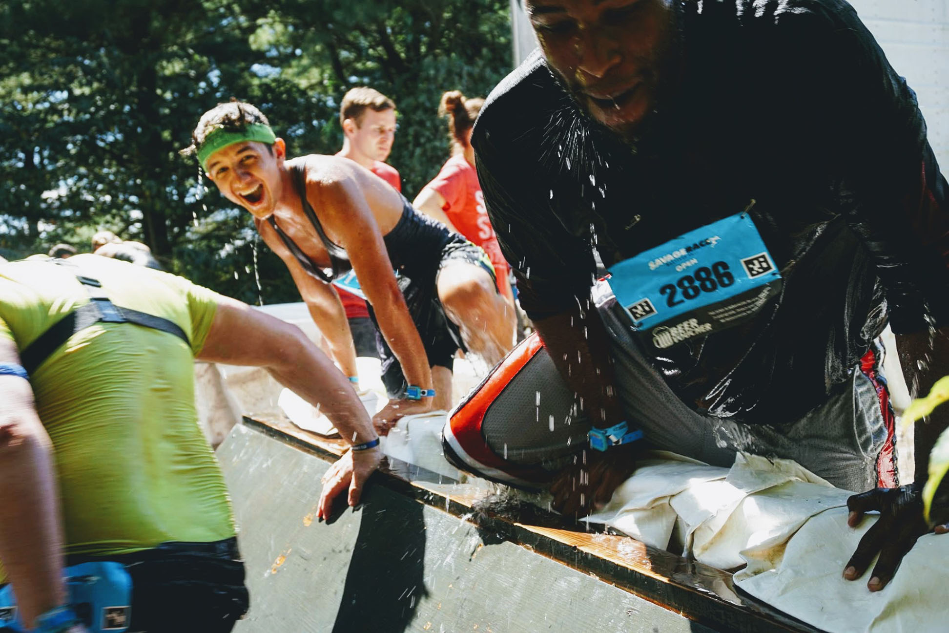 Vak jumping out of ice water